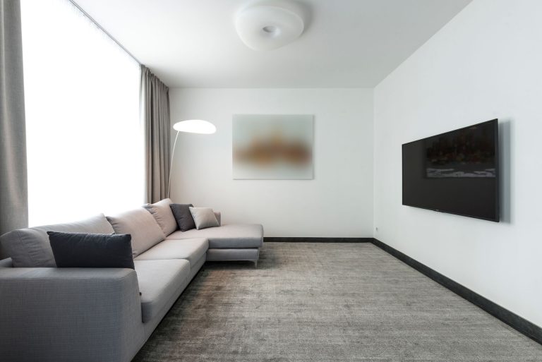 Wall-to-wall carpet in a Minnesota living room with a sectional sofa