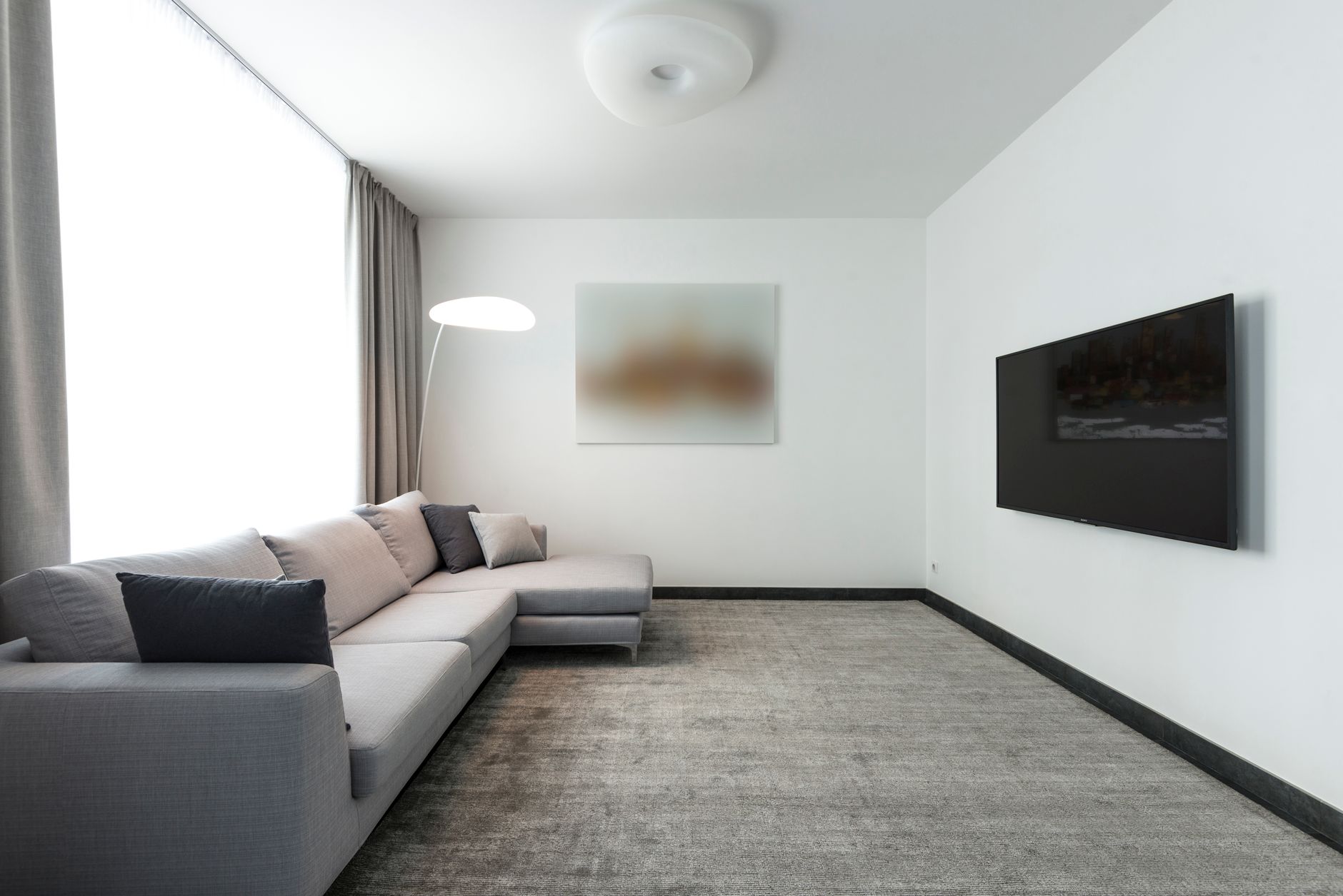 Wall-to-wall carpet in a Minnesota living room with a sectional sofa