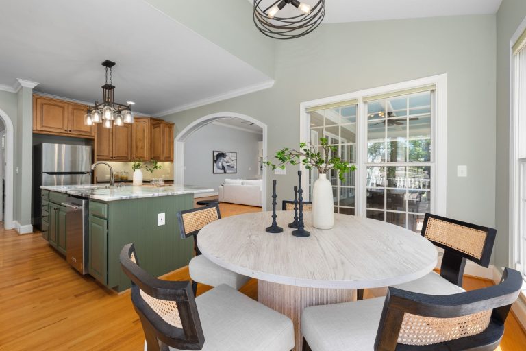 Wood flooring in a Minnesota kitchen and dining area